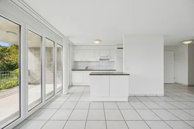 Mutfak; fayans zemin, manzara, mutfak aletleri