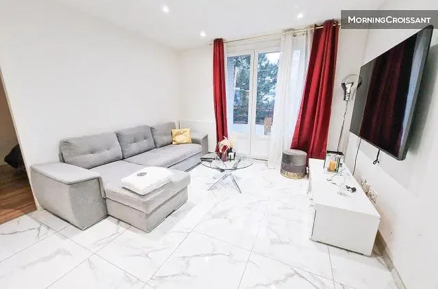 Living room; tile floor, natural light, modern style