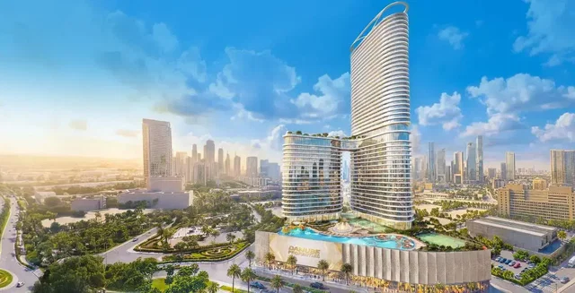 House and surroundings; view