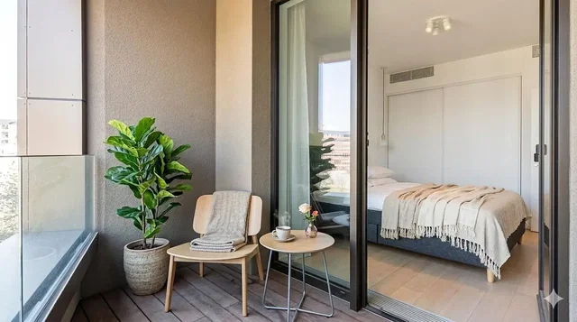 Balcon; lumière naturelle, vue, style moderne