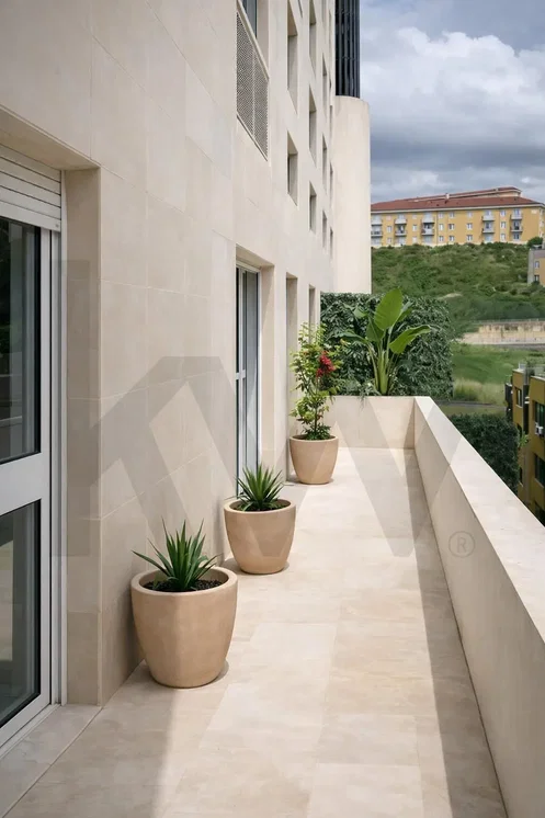 Balkon; výhled, přirozené světlo