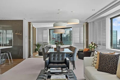 Oturma odası; manzara, modern stil, doğal ışık