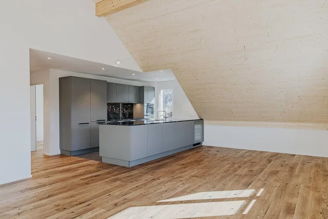 Küche; holzboden, tageslicht, moderner stil, renoviert