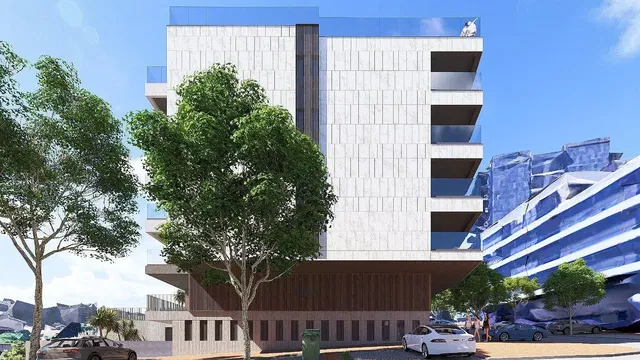 House and surroundings; view