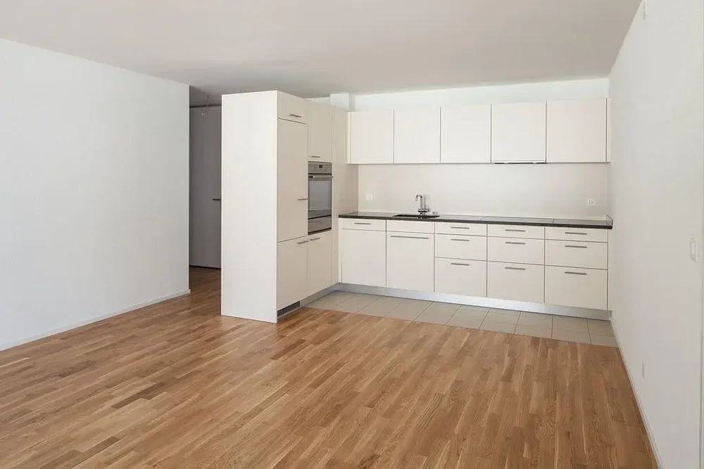 Küche; küchengeräte, holzboden, renoviert, tageslicht