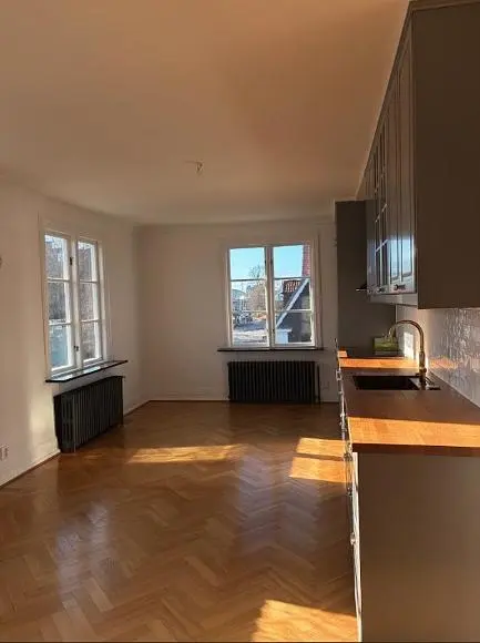 Mutfak; doğal ışık, ahşap zemin