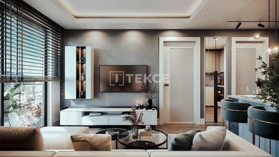 Oturma odası; manzara, modern stil, doğal ışık