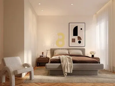 Spálňa; prirodzené svetlo, moderný štýl, drevená podlaha