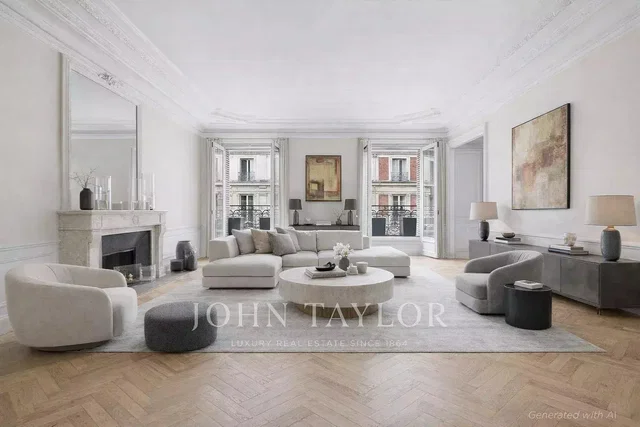 Obývací pokoj; výhled, krb, dřevěná podlaha, přirozené světlo, moderní styl