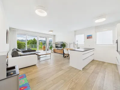 Wohnzimmer; blick, tageslicht, moderner stil, fliesenboden