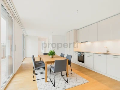 Küche; holzboden, tageslicht, moderner stil, küchengeräte