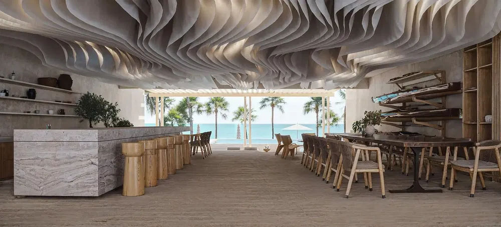 Dining room; view, wood floor, natural light, modern style