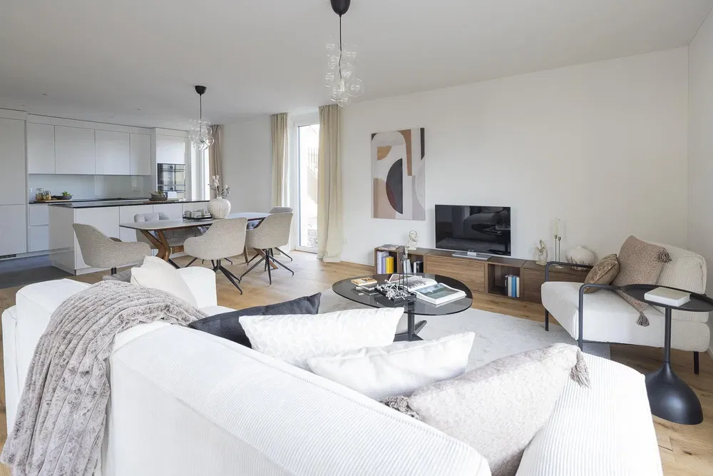 Wohnzimmer; tageslicht, moderner stil, renoviert