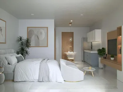 Ložnice; moderní styl, přirozené světlo, dlažba, po rekonstrukci