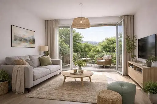 Dnevna soba; pogled, prirodno svjetlo, moderni stil