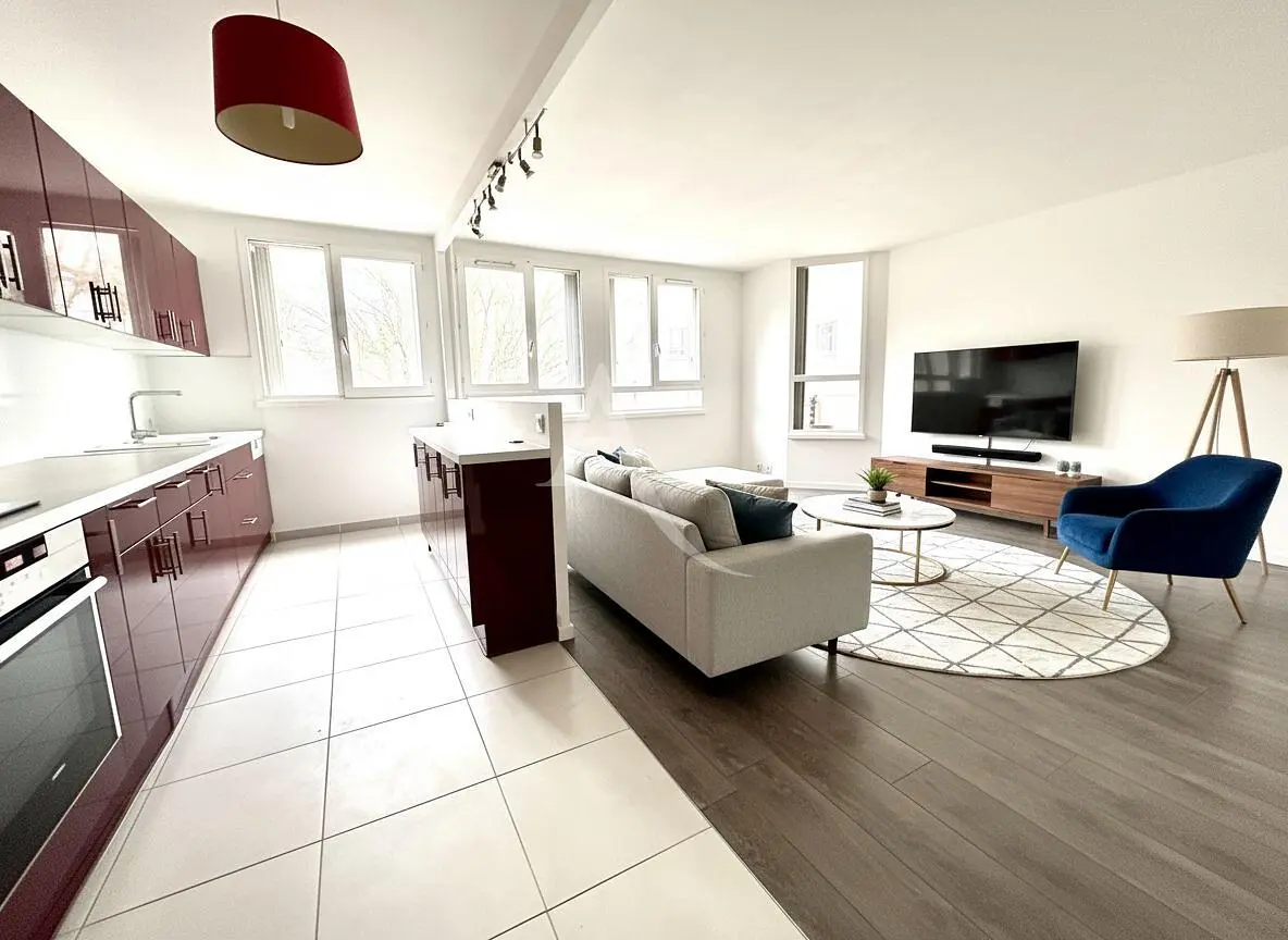 Oturma odası; mutfak aletleri, doğal ışık, modern stil, manzara