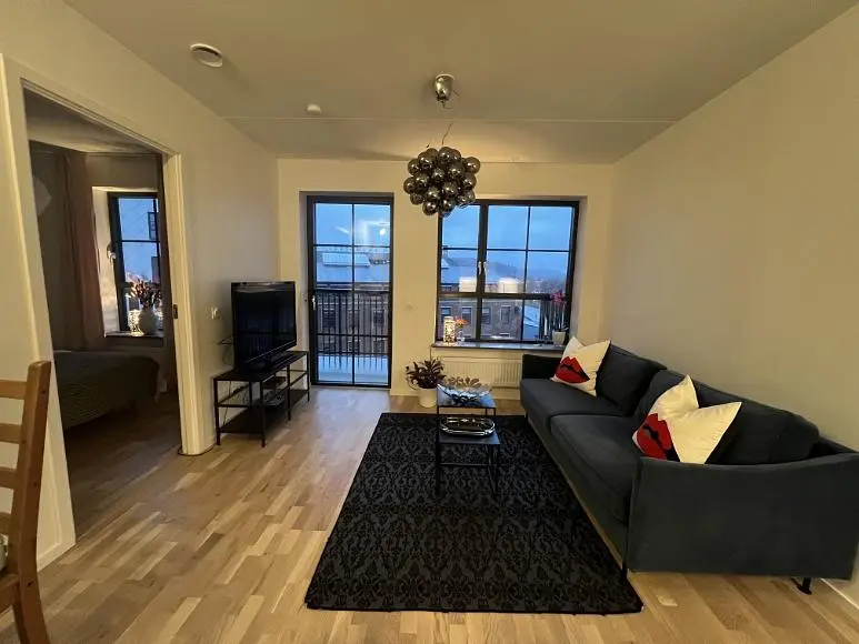 Salon; parquet, lumière naturelle, style moderne, vue