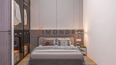 Camera da letto; pavimento in legno, stile moderno, luce naturale