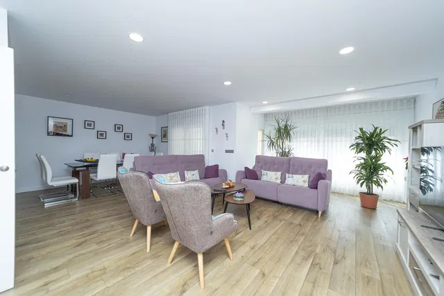 Dnevna soba; prirodno svjetlo, moderni stil, drveni pod