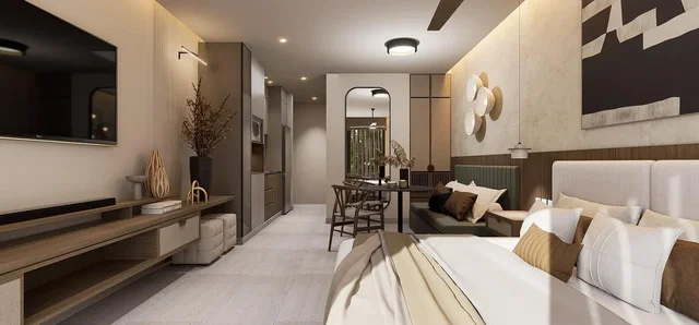 Dormitorio; estilo moderno, luz natural