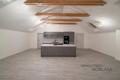 Cuisine; électroménager, poutres en bois, rénové, lumière naturelle