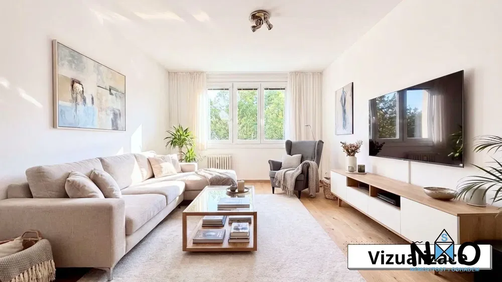 Dnevna soba; prirodno svjetlo, moderni stil, drveni pod