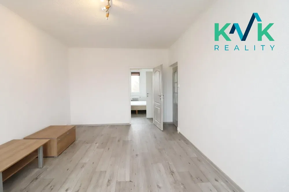 Obývací pokoj; přirozené světlo, dřevěná podlaha, po rekonstrukci