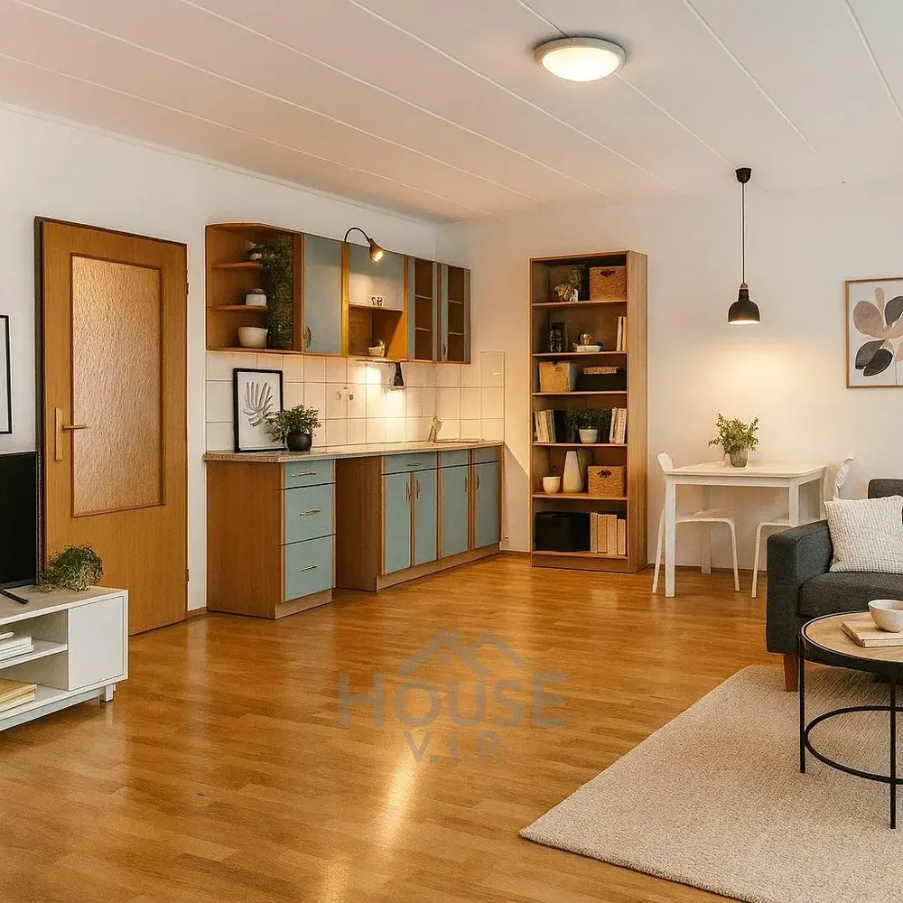Sala de estar; estilo moderno, chão de madeira, luz natural