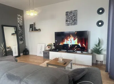 Oturma odası; şömine, doğal ışık, modern stil, ahşap zemin