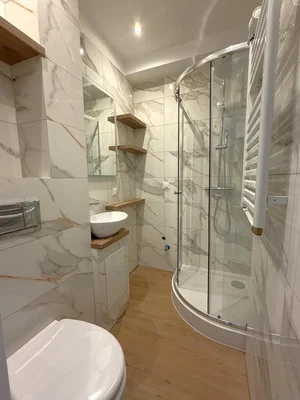 Banyo; fayans zemin, tadilatlı, doğal ışık, modern stil