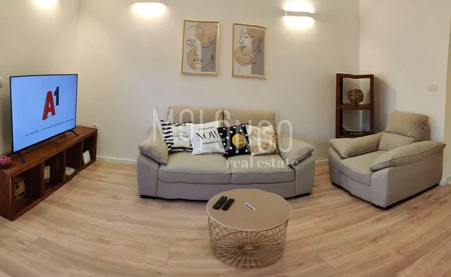 Salon; styl nowoczesny, podłoga drewniana