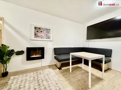 Dnevni boravak; kamin, moderan stil, drveni pod, prirodna svjetlost