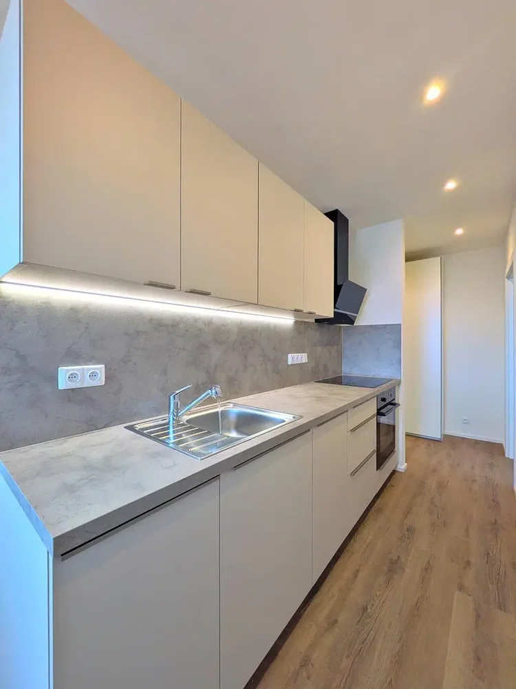 Küche; küchengeräte, renoviert, tageslicht, moderner stil