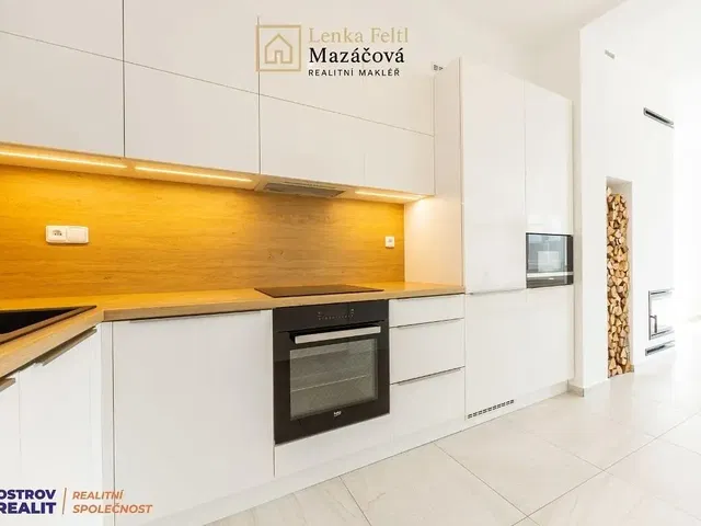Kitchen; kitchen appliances, tile floor, renovated, natural light, modern style