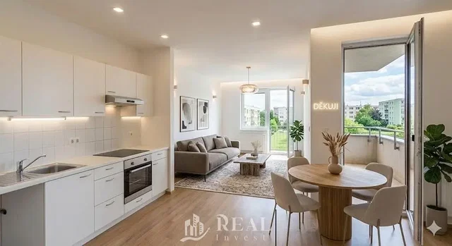 Salon; widok, sprzęt kuchenny, światło dzienne, styl nowoczesny