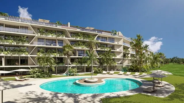 House and surroundings; view