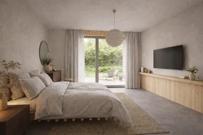 Ložnice; přirozené světlo, výhled