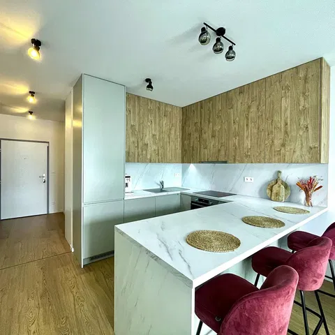 Kitchen; kitchen appliances, modern style, natural light, renovated