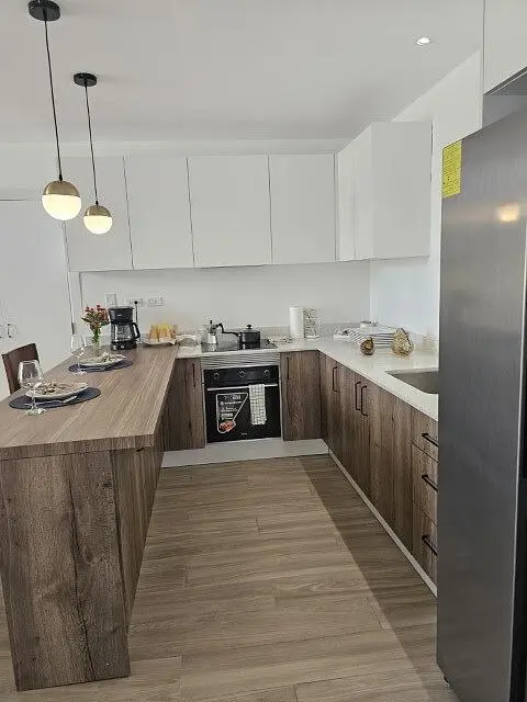 Kuhinja; kuhinjski aparati, prirodno svjetlo, moderni stil