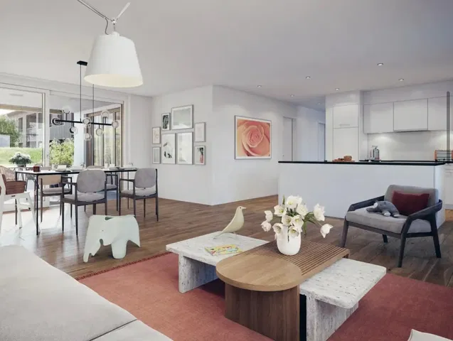 Soggiorno; luce naturale, stile moderno, pavimento in legno