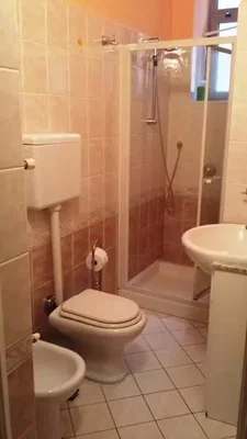 Badezimmer; fliesenboden, tageslicht