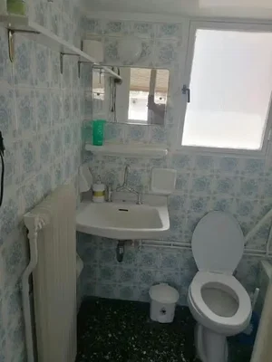 Toilettes; carrelage, nécessite rénovation, lumière naturelle