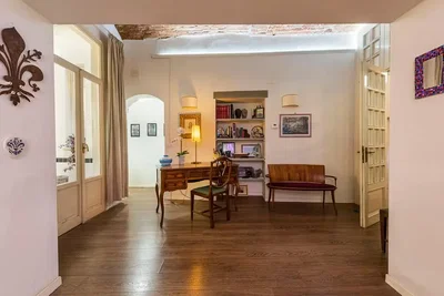 Salon; parquet, lumière naturelle, style rustique