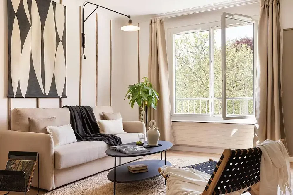 Salon; lumière naturelle, style moderne, vue