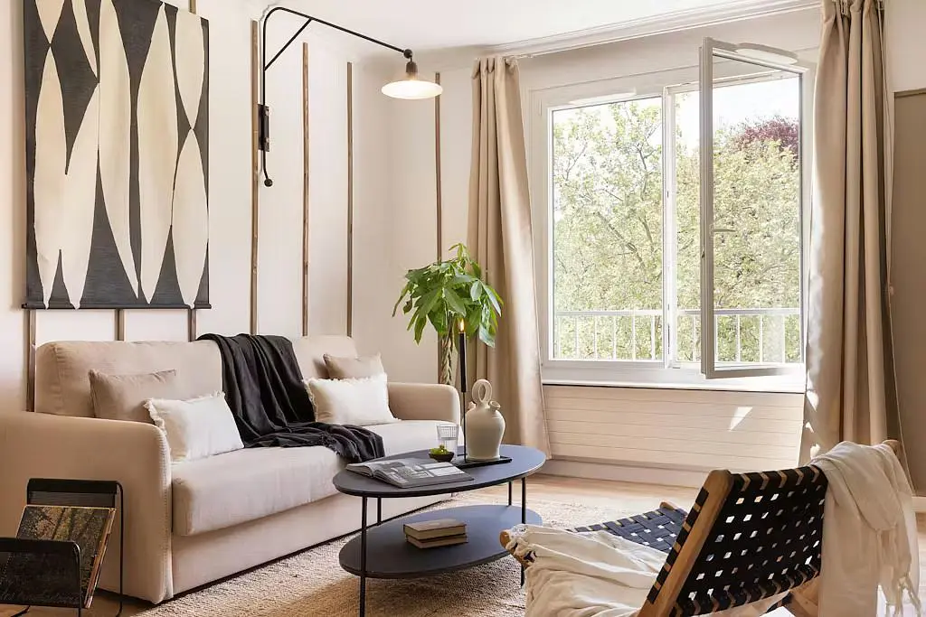 Salon; lumière naturelle, style moderne, vue