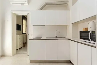Mutfak; mutfak aletleri, doğal ışık, modern stil
