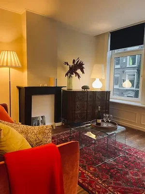Salon; lumière naturelle, style rustique, parquet, cheminée
