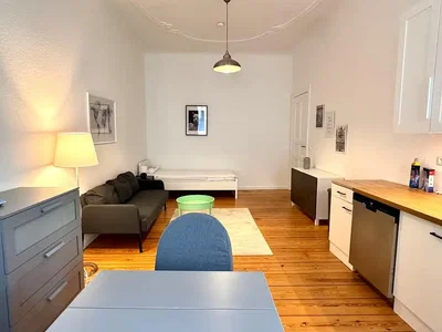 Dnevna soba; kuhinjski aparati, drveni pod, prirodno svjetlo, moderni stil