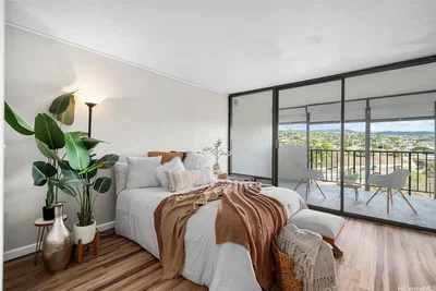 Camera da letto; vista, luce naturale, stile moderno