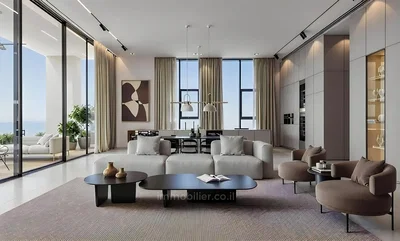 Oturma odası; manzara, doğal ışık, modern stil